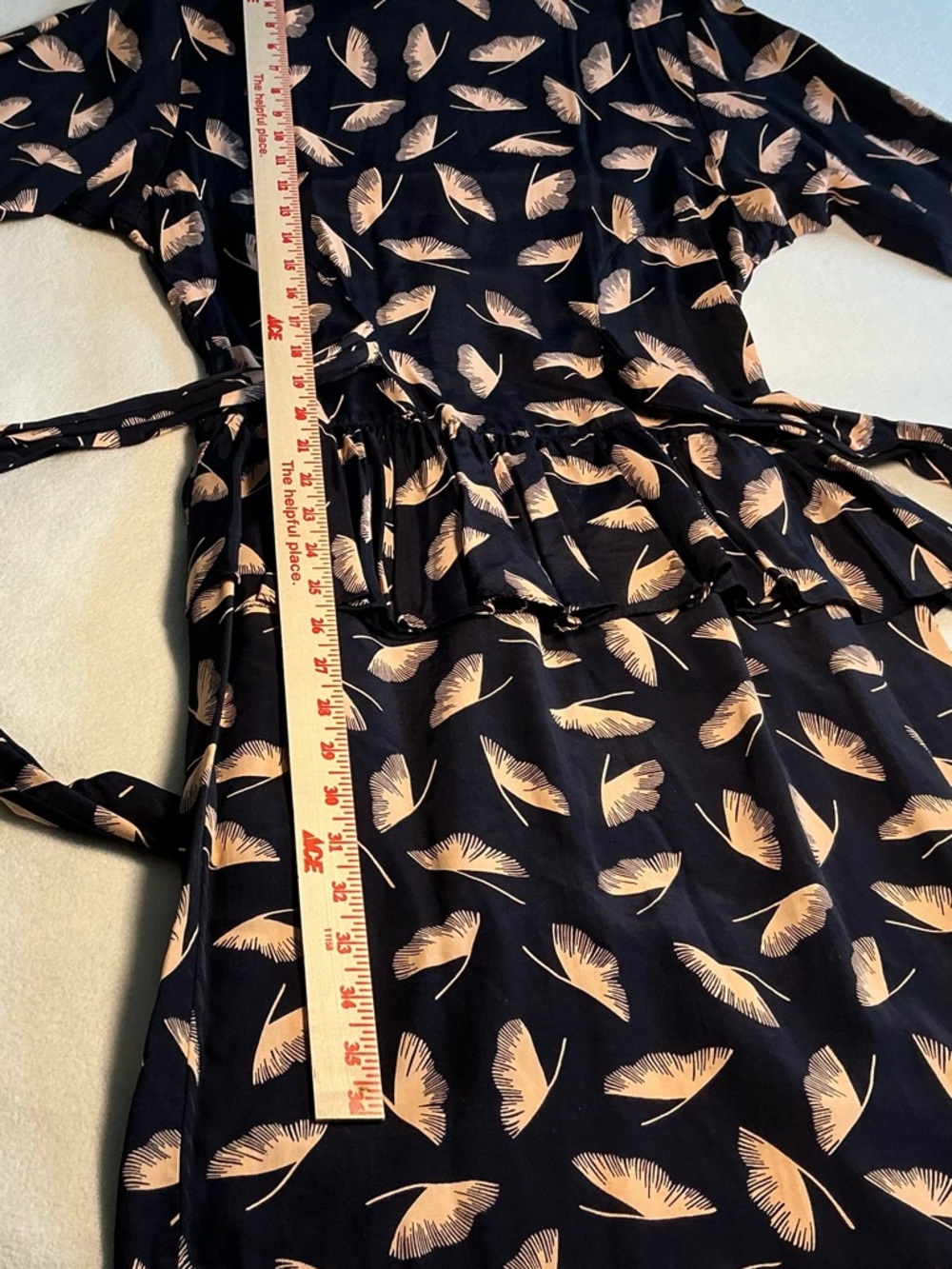 All That Jazz Navy Dress with Blush Feather Print Kentucky derby friendly 7/8 - Picture 5 of 13